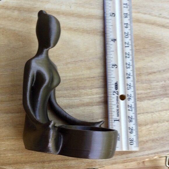 Handcrafted 3D Brown Yoga Lady Candle or Crystal Holder – Unique Spiritual Decor - Picture 2 of 3